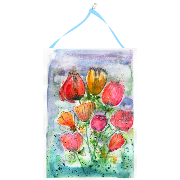 Flowers & Doodles #1 Hand Painted Original Watercolour on 6"x8" Cotton Paper