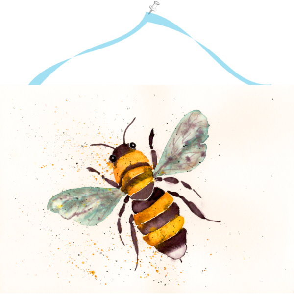 Manchester Bee #1 Hand Painted Original Watercolour on 6"x8" Cotton Paper