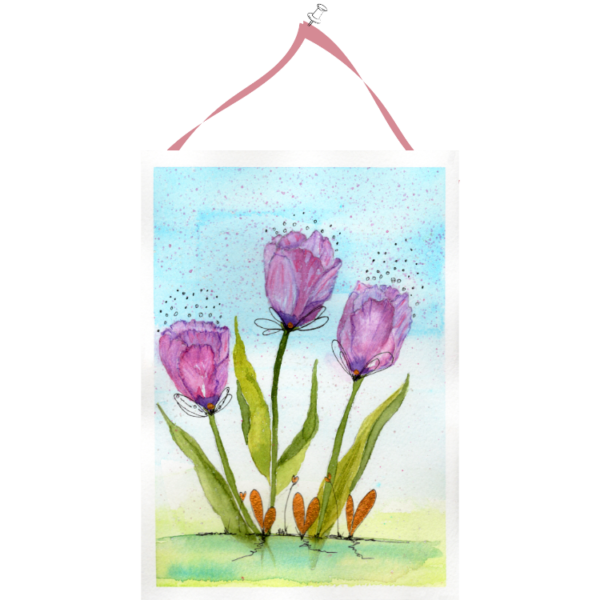 Tulips #2 Hand Painted Original Watercolour on 6"x8" Cotton Paper