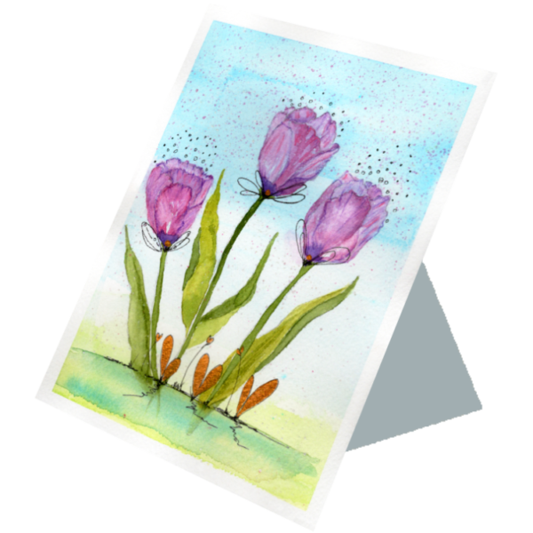 Tulips #2 Hand Painted Original Watercolour on 6"x8" Cotton Paper
