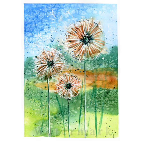 Dandelion #1 Hand Painted Original Watercolour on 6"x8" Cotton Paper