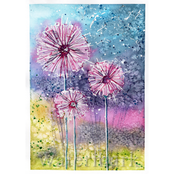 Dandelion #3 Hand Painted Original Watercolour on 6"x8" Cotton Paper