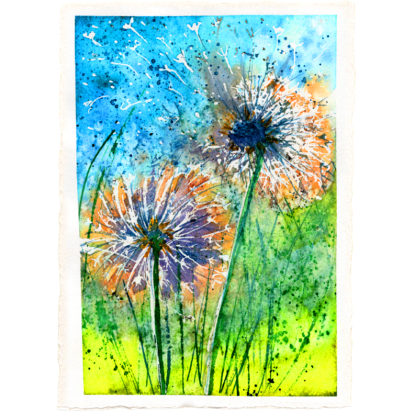 Dandelion #4 High Quality Print on 6"x8" Deckled Edge Watercolour Paper