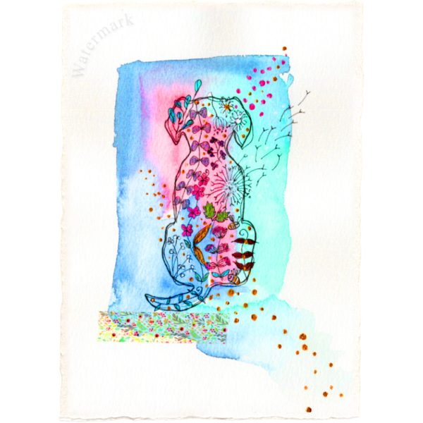 Dogs #7 High Quality Print on 6"x8" Deckled Edge Watercolour Paper