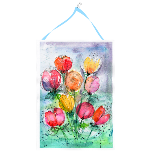 Flowers & Doodles #3 Hand Painted Original Watercolour on 6"x8" Cotton Paper