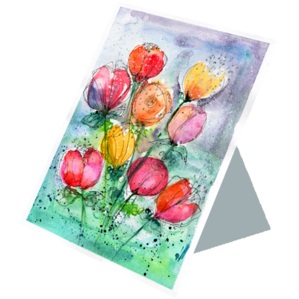 Flowers & Doodles #3 Hand Painted Original Watercolour on 6"x8" Cotton Paper