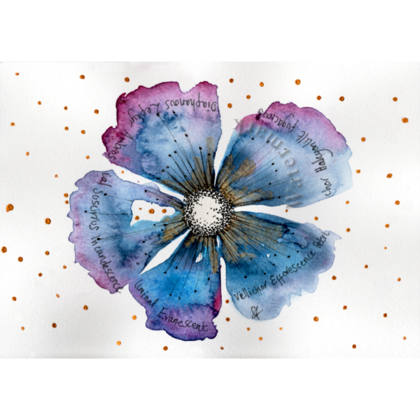 Flowers & Dots #3 Hand Painted Original Watercolour on 6"x8" Cotton Paper