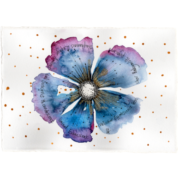 Flowers & Dots #3 High Quality Print on 6"x8" Deckled Edge Watercolour Paper