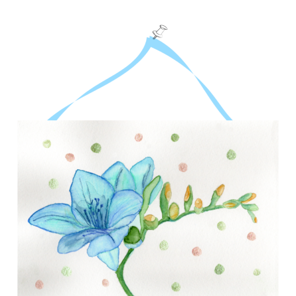 Flowers & Dots #5 Hand Painted Original Watercolour on 6"x8" Cotton Paper