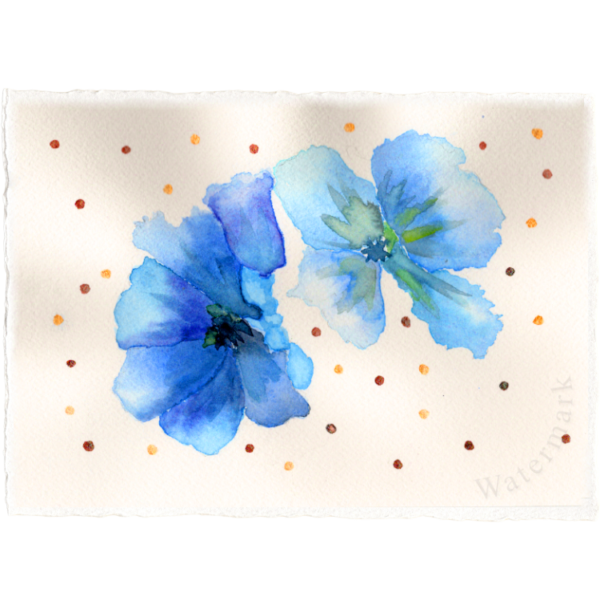 Flowers & Dots #6 High Quality Print on 6"x8" Deckled Edge Watercolour Paper