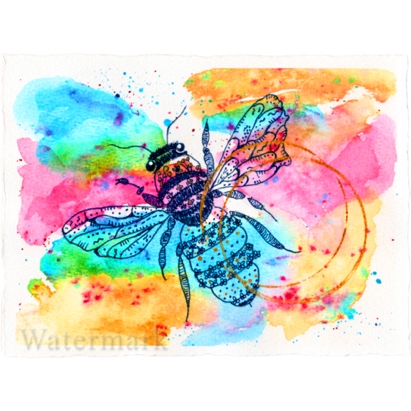 Manchester Bee #2 High Quality Print on 6"x8" Deckled Edge Watercolour Paper
