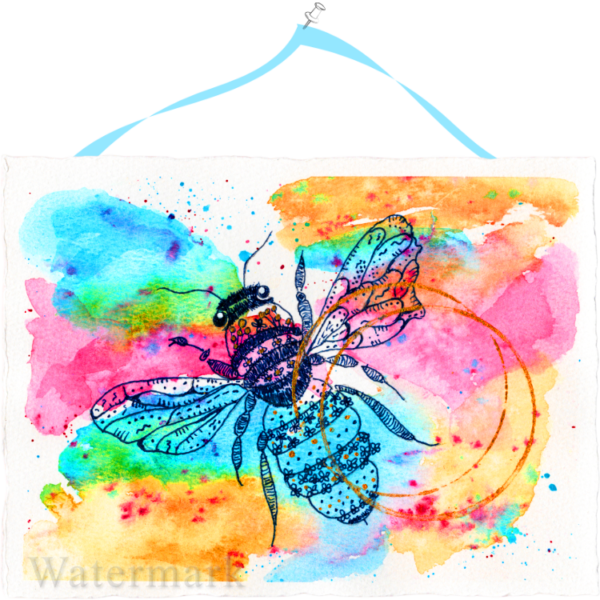 Manchester Bee #2 Hand Painted Original Watercolour on 6"x8" Cotton Paper