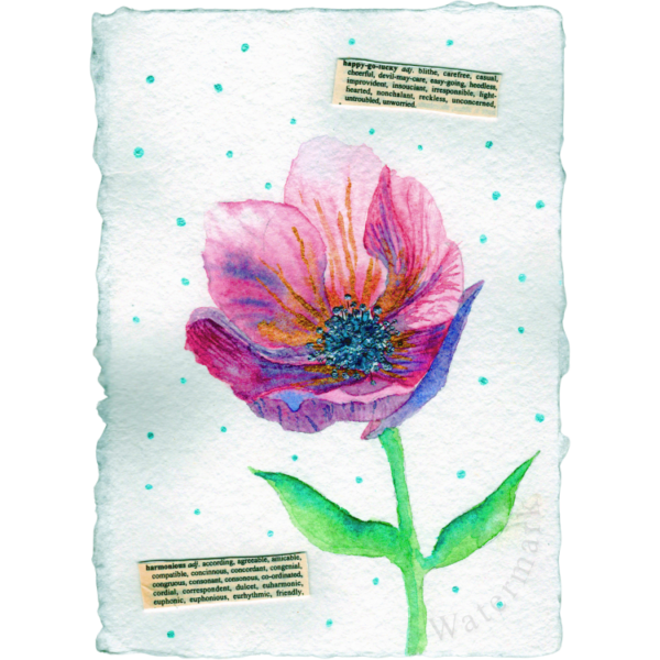 Paper Bloom #3 Hand Painted Original Watercolour on 6"x8" Cotton Paper
