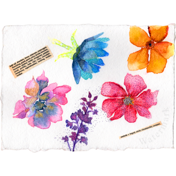 Paper Bloom #6 Hand Painted Original Watercolour on 6"x8" Cotton Paper