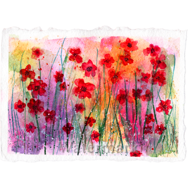 Paper Meadow #1 Hand Painted Original Watercolour on 6"x8" Cotton Paper