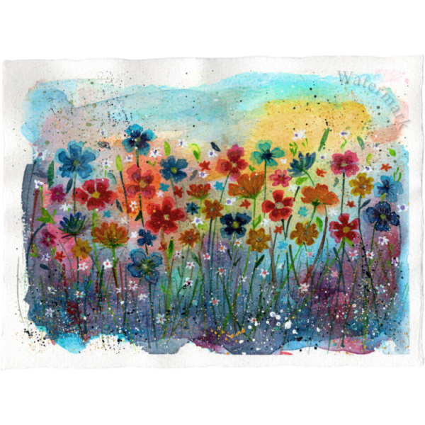 Paper Meadow #4 Hand Painted Original Watercolour on 6"x8" Cotton Paper