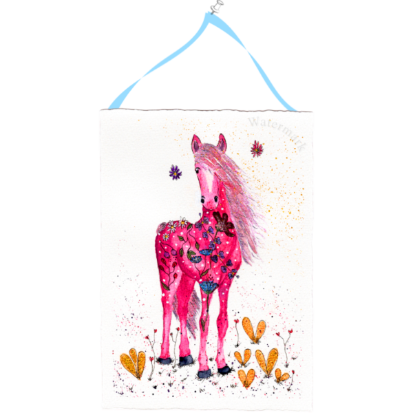 Pretty Pony #6 High Quality Print on 6"x8" Deckled Edge Watercolour Paper