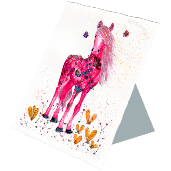 Pretty Pony #6 High Quality Print on 6"x8" Deckled Edge Watercolour Paper