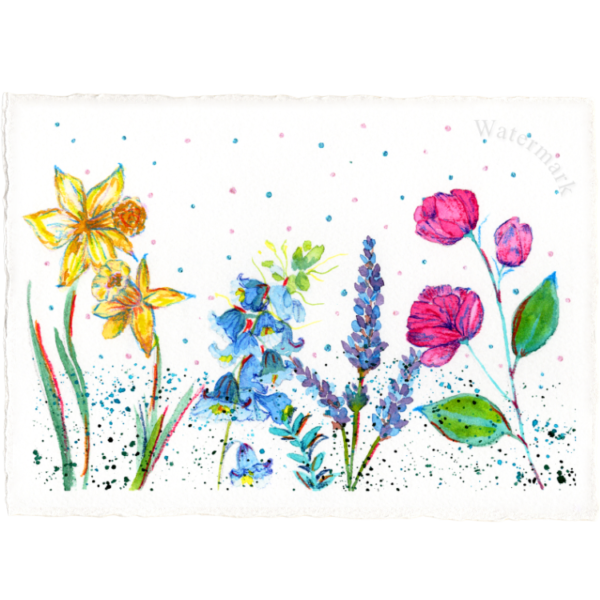 Spring Mix #3 High Quality Print on 6"x8" Deckled Edge Watercolour Paper