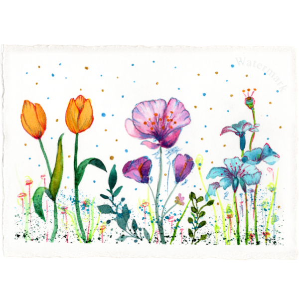 Spring Mix #4 High Quality Print on 6"x8" Deckled Edge Watercolour Paper