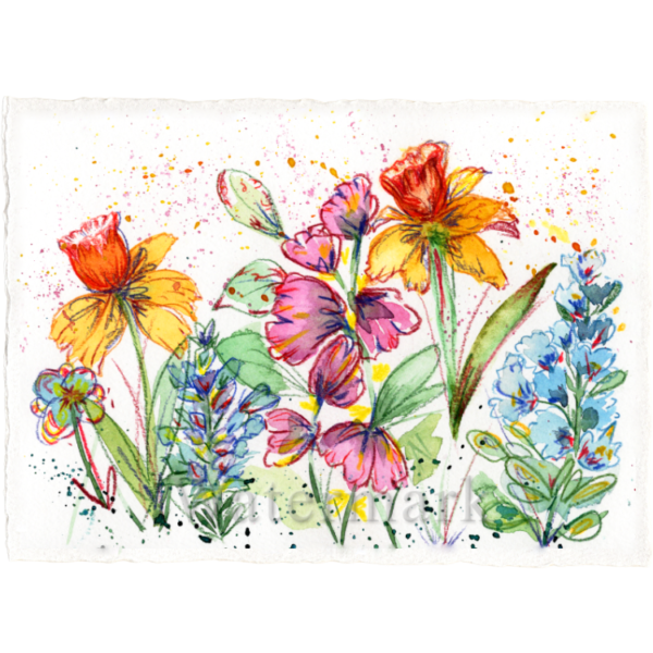 Spring Mix #5 High Quality Print on 6"x8" Deckled Edge Watercolour Paper