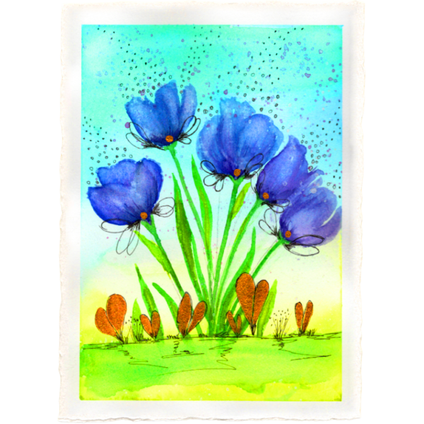 Tulips #3 High Quality Print on 6"x8" Deckled Edge Watercolour Paper