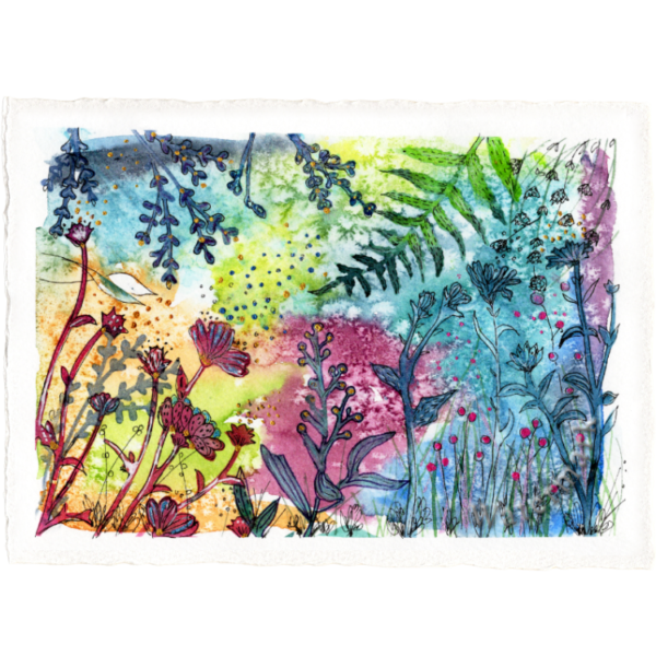 Watercolour Tapestry #3 High Quality Print on 6"x8" Deckled Edge Watercolour Paper