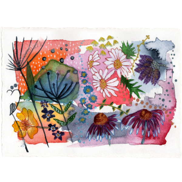 Watercolour Tapestry #5 High Quality Print on 6"x8" Deckled Edge Watercolour Paper