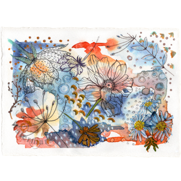 Watercolour Tapestry #6 High Quality Print on 6"x8" Deckled Edge Watercolour Paper