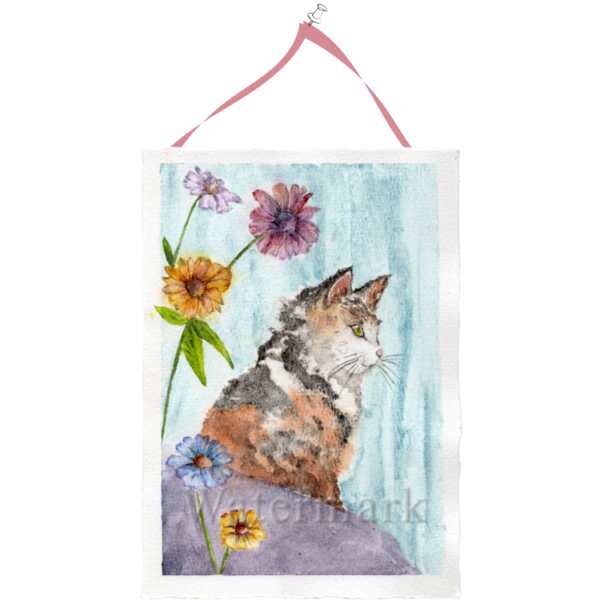 Cats #1 Hand Painted Original Watercolour on 6"x8" Cotton Paper
