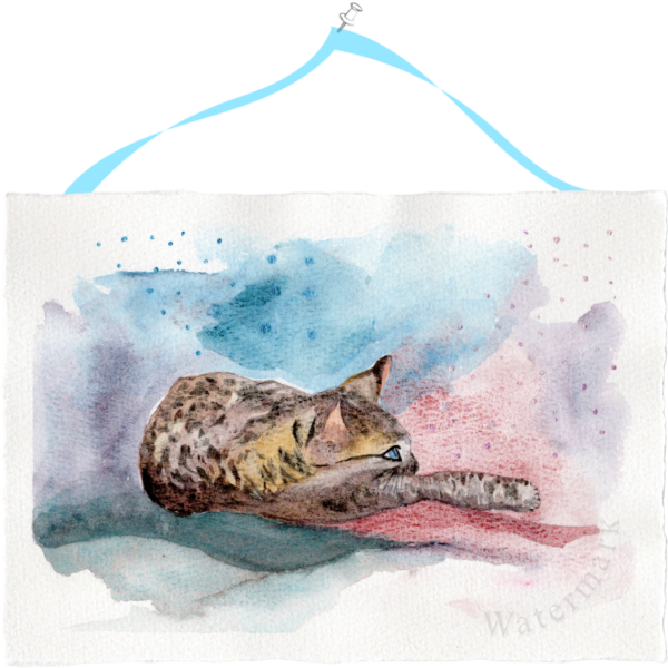 Cats #2 Hand Painted Original Watercolour on 6"x8" Cotton Paper
