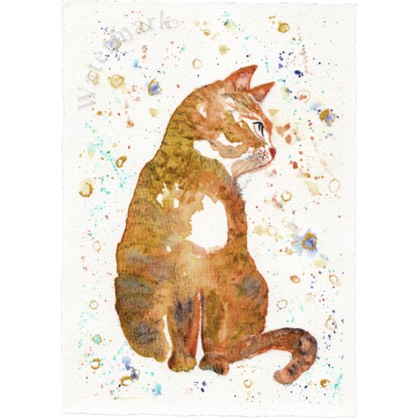 Cats #3 Hand Painted Original Watercolour on 6"x8" Cotton Paper