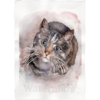 Cats #4 Hand Painted Original Watercolour on 6"x8" Cotton Paper