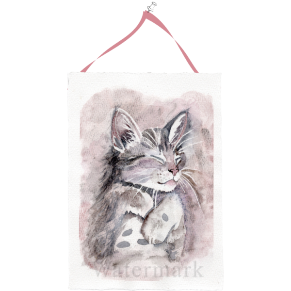 Cats #5 Hand Painted Original Watercolour on 6"x8" Cotton Paper